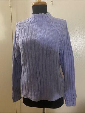 Herman Geist Mockneck Ribbed Sweater, Periwinkle, Size Medium